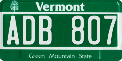 VT license plate ADB807