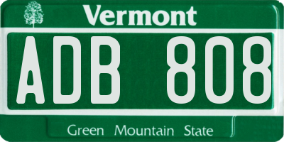 VT license plate ADB808