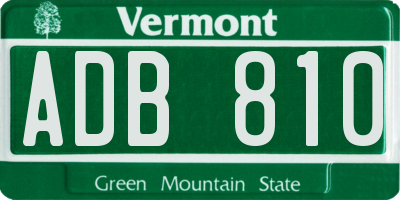VT license plate ADB810