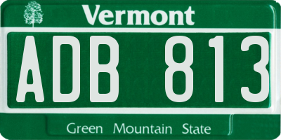 VT license plate ADB813