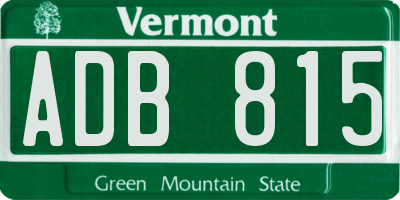 VT license plate ADB815