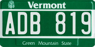 VT license plate ADB819