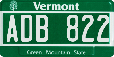 VT license plate ADB822