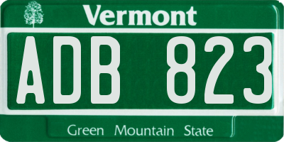 VT license plate ADB823
