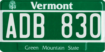 VT license plate ADB830