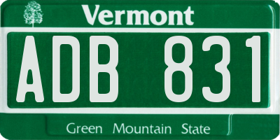 VT license plate ADB831