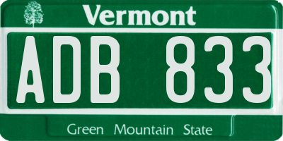 VT license plate ADB833