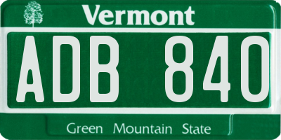 VT license plate ADB840