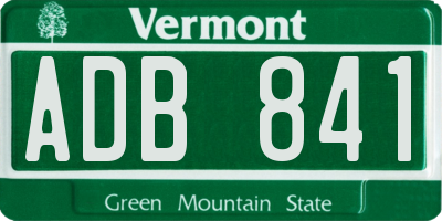VT license plate ADB841