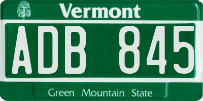 VT license plate ADB845