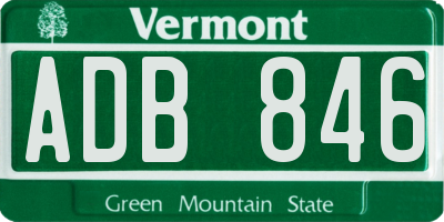 VT license plate ADB846