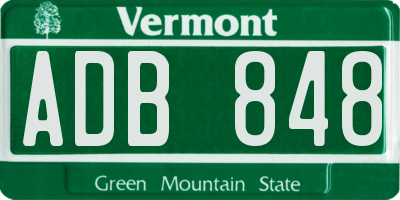 VT license plate ADB848