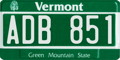 VT license plate ADB851