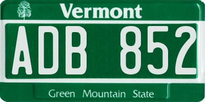 VT license plate ADB852