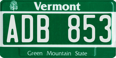 VT license plate ADB853