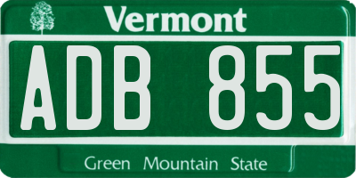 VT license plate ADB855
