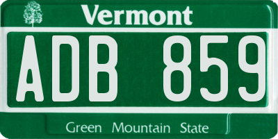 VT license plate ADB859