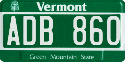 VT license plate ADB860