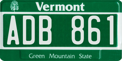 VT license plate ADB861