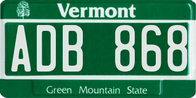 VT license plate ADB868