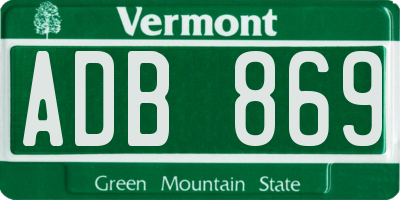 VT license plate ADB869