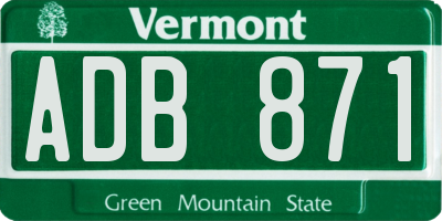 VT license plate ADB871