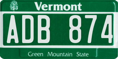 VT license plate ADB874