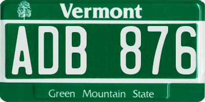 VT license plate ADB876