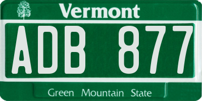 VT license plate ADB877