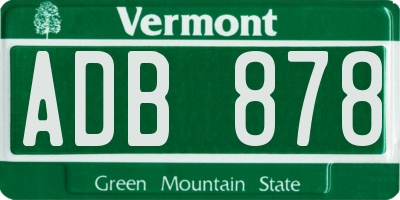 VT license plate ADB878