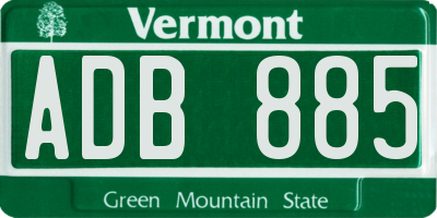 VT license plate ADB885