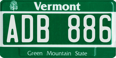 VT license plate ADB886
