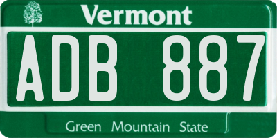 VT license plate ADB887