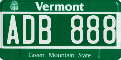 VT license plate ADB888