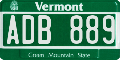 VT license plate ADB889