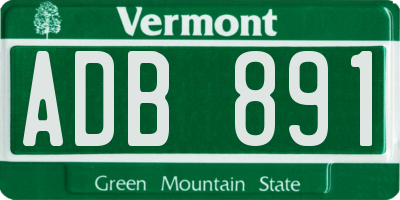 VT license plate ADB891
