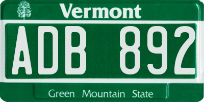 VT license plate ADB892