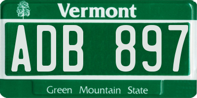 VT license plate ADB897