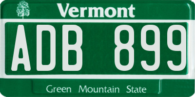 VT license plate ADB899