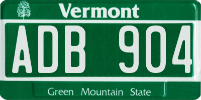 VT license plate ADB904