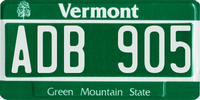 VT license plate ADB905