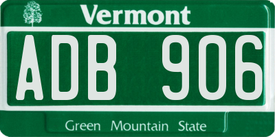 VT license plate ADB906