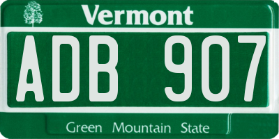VT license plate ADB907