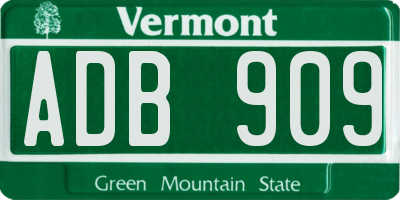 VT license plate ADB909
