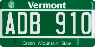 VT license plate ADB910