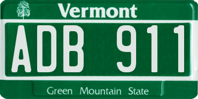VT license plate ADB911