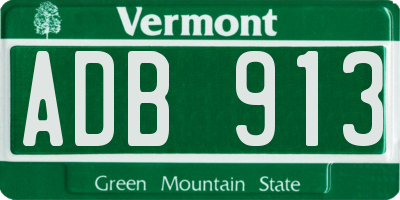 VT license plate ADB913