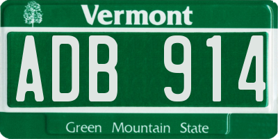 VT license plate ADB914