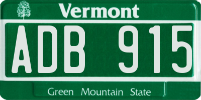 VT license plate ADB915