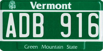 VT license plate ADB916